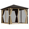 Outsunny Hardtop Gazebo Outdoor Aluminum Gazebo Canopy, Brown