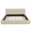 Jessica Upholstered Platform Bed with Comfortable Linen Fabric and Sturdy Frame,Queen Size,Beige Queen Bed