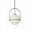 Dainolite Paola 1 Light Pendant Small Matte Black White Opal Glass Lamp