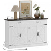 HOMCOM 55\" Farmhouse Sideboard Buffet Cabinet with 4 Barn Doors White