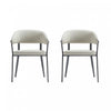 Belle Modern Metal Upholstered Dining Chair in Oatmeal - Set of 2