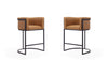 Cosmopolitan Mid-Century Modern Metal Upholstered Counter Stool in Camel - Set of 2 Bar Stool