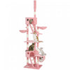 PawHut Cat Tower for Large Cats Adult, Floor to Ceiling Cat Tree Adjustable Height 94\"-102\" Multi-Level with Scratching Posts, Cozy Hammock, Pompoms, Pink