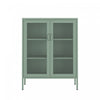 Amelia Modern 32\" Metal Accent Cabinet in Sage Green