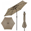 Costway 9' Solar LED Lighted Patio Market Umbrella Tilt Adjustment Crank Lift Tan