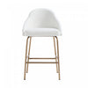 Gracie Modern Metal Upholstered Counter Stool in White and Gold Armoire