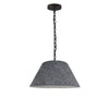 Dainolite Brynn 1 Light Pendant Small Black Finish Grey Felt Shade Lamp