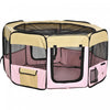 Pawhut 49-inch Large Exercise Puppy Pet Playpen Portable Dog Cat Pet Play Pen Pet Cage Tent Kennel Crate Pink Carry Bag Included