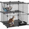 PawHut 2 Tier Cat Cage Crate, DIY Pet Playpen with 2 Doors, Ladder, Hammock, Platform, Indoor Playpen for Kittens, Squirrel, Rabbit, Black
