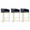 Louvre Mid-Century Modern Metal Upholstered Barstool in Black - Set of 3 Bar Stool