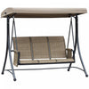 Outsunny 3 Person Outdoor Porch Swing Chair W/ Adjustable Canopy, Brown