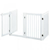 Pawhut Free Standing Wooden Pet Gate Indoor Dog Barrier Foldable Step Over Doorway Fence Safety Gate With Open Door Z Shape 4 Panel White