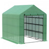 Outsunny 8' X 6' X 7' Portable Walk-in Greenhouse Hot House With 18 Shelves, Water/uv Resistant Weather Cover, & Roll Up Door