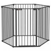 Pawhut 48inch 6-panel Dog Playpen, Foldable Dog Pen, Metal Rabbit Run, Pet Crate Fence With Door For Indoor, Black