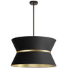 Dainolite Caterine 4 Light Pendant 24\" Dia Matte Black Finish Gold Ring/Black Shade Lamp