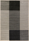 Maverick Green Black White Modern Striped Design Rug, 7'10\" x 10'6\" Indoor Area Rug
