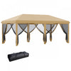 Outsunny 10'x20' Pop Up Canopy Tent With 6 Removable Mesh Sidewalls Beige