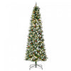 Homcom 7.5' Prelit Flocked Artificial Xmas Tree W/ Pine Cones, Berries