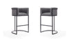 Cosmopolitan Mid-Century Modern Metal Upholstered Barstool in Gray - Set of 2 Bar Stool