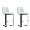 Serena Modern Metal Upholstered Barstool in White - Set of 2 Bar Stool