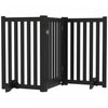 Pawhut Foldable Dog Gate With Door, 3 Panels Freestanding Pet Gate With Support Feet Indoor Playpen For Medium Dogs And Below, Black