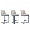 Serena Modern Metal Upholstered Counter Stool in Light Gray - Set of 3 Bar Stool
