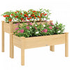 Outsunny 2 Tiers Raised Garden Bed, Wooden Elevated Planter Box, Natural