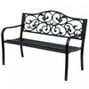Outsunny 50\" Outdoor Metal Garden Bench With Vintage Floral Pattern, Black