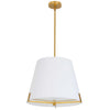 Dainolite Preston 4 Light Pendant 19\" Dia Aged Brass White Fabric Shade Lamp