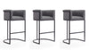 Cosmopolitan Mid-Century Modern Metal Upholstered Barstool in Gray - Set of 3 Bar Stool