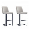 Serena Modern Metal Upholstered Barstool in Light Gray - Set of 2 Bar Stool