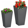 Outsunny Set of 2 Outdoor Flower Pots with Drainage Holes, Grey