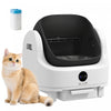 PawHut Self Cleaning Litter Box, Open-Top Automatic Cat Litter Box with Integrated Safety Protection, Odor-Free Waste Disposal, Trash Bag, Large Waste Bin, for Multiple Cats