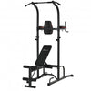 Soozier Multi-function Training Stand Power Tower Station Gym Workout Equipment With Sit Up Bench, Pull Up Bar, Black