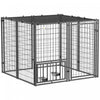 Pawhut Dog Run Outdoor, Welded Wire Outdoor Dog Kennel With 4 Levels Adjustable & Rotatable Dog Bowls, Sun-shade Cover, Secure Lock, For Small And Medium Dogs, 4.6' X 4.6' X 3.7'