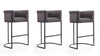 Cosmopolitan Mid-Century Modern Metal Upholstered Barstool in Graphite - Set of 3 Bar Stool