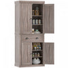 HOMCOM Kitchen Pantry Storage Cabinet, Tall Pantry with Drawer Wood Grain