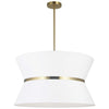 Dainolite Caterine 4 Light Pendant 24\" Dia Aged Brass Finish Gold Ring/White Shade Lamp