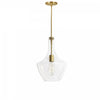 Dainolite Petalite 1 Light Pendant Small Aged Brass Clear Glass Lamp