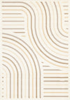 Florence Cream Beige Brown Curved Lines Design Rug, 7'6\" x 9'6\" Indoor Area Rug
