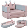 Qaba Climbing Toys for Toddlers, 3-in-1 Convertible Soft Play Set with Crown Pillow, Fold Out Kids Couch to Lounger & Play Area for Playroom, Bedroom, Ages 18-36 Months, Pink