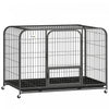 PawHut 48 Inch Heavy Duty Dog Crate, Large Metal Dog Cage with Lockable Wheels and Removable Tray for Small Medium Large Breeds, Puppy Playpen for Indoor Outdoor, Black