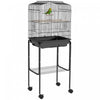 Pawhut 49\" Bird Cage For Finches, Canaries, Budgies, Parrot Cage With Accessories, Wheels, Detachable Stand, Storage, Black