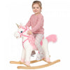 Qaba Baby Rocking Horse, Unicorn Children Plush Animal Rocker with Rocking Limit, Tail Wag Mouth Movement & Sounds, Kid Ride on Toy Gift for Toddlers 3-5 Years Old, White