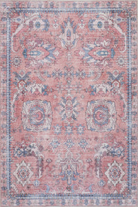Aqua Pink Flames Washable Non-slip Low Pile Area Rug 5'x7'