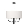 Dainolite Eleanor 4 Light Chandelier Matte Black White Fabric Shade Lamp