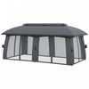 Outsunny 10' X 20' Patio Gazebo, Outdoor Gazebo Canopy Shelter With Netting, Vented Roof, Steel Frame For Garden, Lawn, Backyard And Deck, Dark Gray