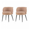 Kaya Modern Wood Velvet Dining Chair in Nude - Set of 2