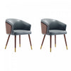 Reeva Modern Wood Vegan Leather Dining Chair in Gray - Set of 2