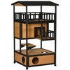 Pawhut 4-floor Wood Outdoor Cat House Catio For Cats With Condo, Fun Entrances, Perch, Natural